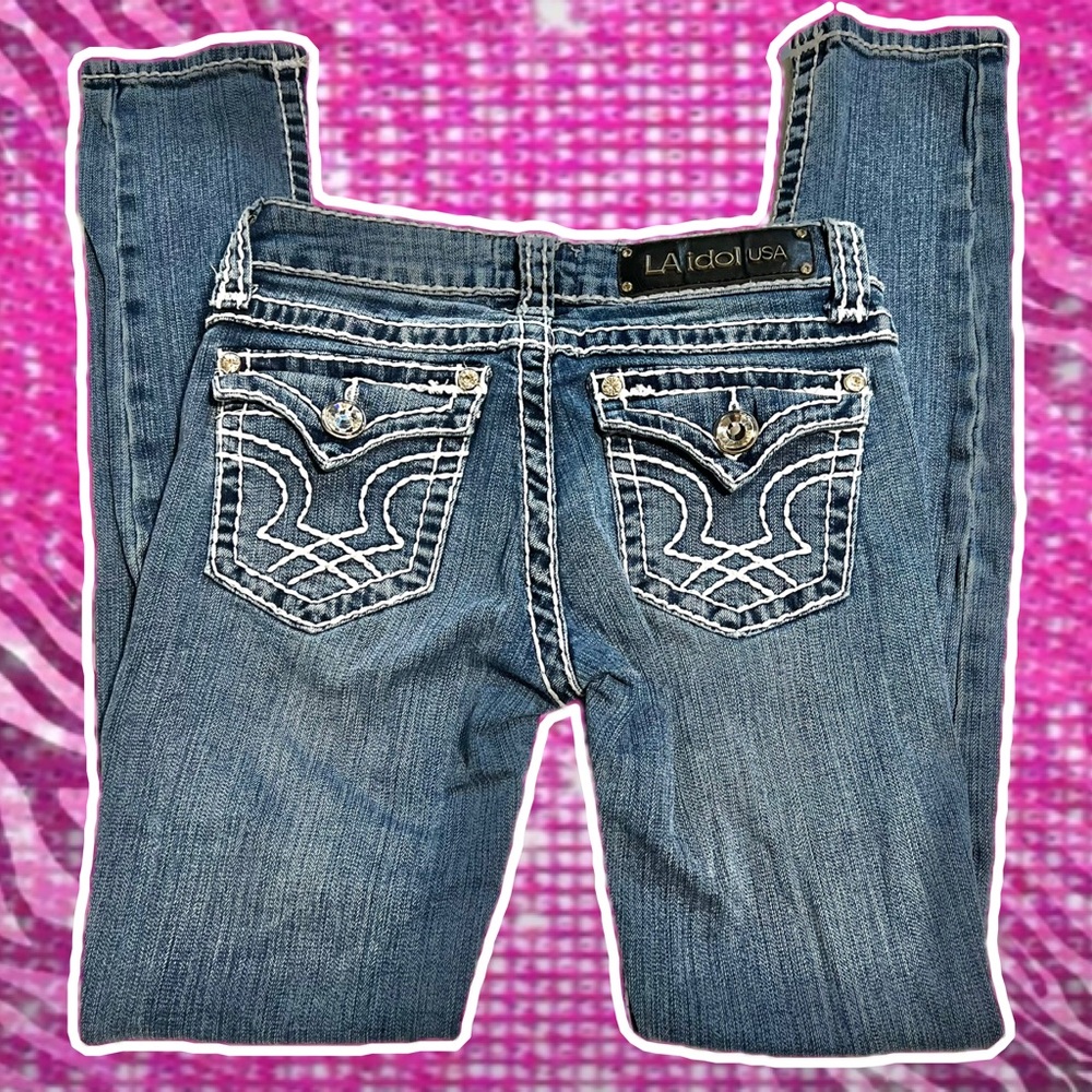 L.A. Idol Women's Embellished Blue Skinny Jeans